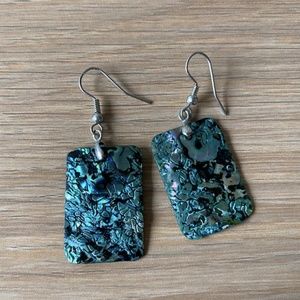 Blue Iridescent Shell Earrings